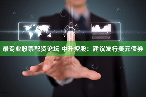 最专业股票配资论坛 中升控股：建议发行美元债券