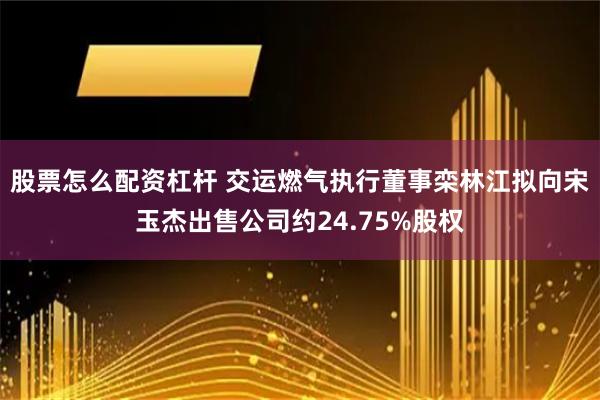 股票怎么配资杠杆 交运燃气执行董事栾林江拟向宋玉杰出售公司约24.75%股权