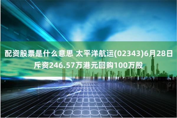 配资股票是什么意思 太平洋航运(02343)6月28日斥资246.57万港元回购100万股
